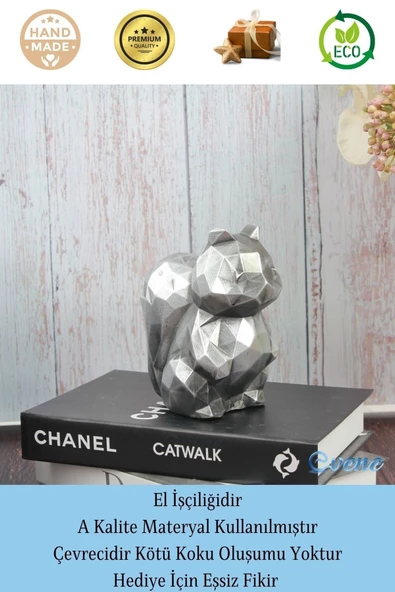 Evene Dekoratif Sincap Biblo Heykel El Yapımı Sevimli Hediyelik Süs Eşyası Poly Model Tasarım Ürünü - Resim 4