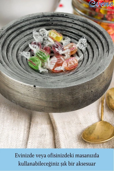 Evene Şekerlik Gümüş Eskitme Renk Sunumluk Drajelik Dekoratif Tabak Model 2 - Resim 3