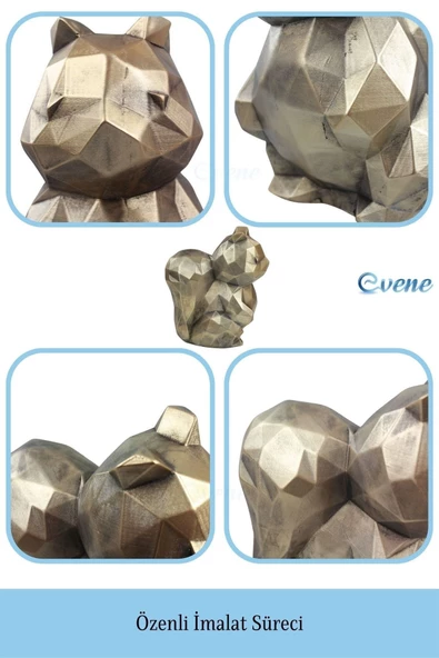 Evene Dekoratif Sincap Biblo Heykel El Yapımı Sevimli Hediyelik Süs Eşyası Poly Model Tasarım Ürünü - Resim 5