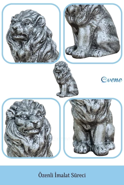 Evene Biblo Dekoratif Obje Heykel Biblo Aslan Biblo Dekoratif Süs Eşyası Gümüş Eskitme Renkmodel 2 - 5