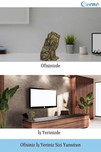Evene Biblo Dekoratif Obje Heykel Biblo Aslan Biblo Dekoratif Süs Eşyası Altın Eskitme Renk Model 2 - 8