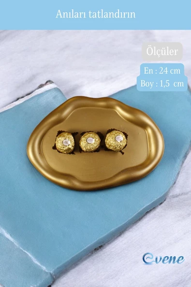 Evene Şekerlik Sunumluk Drajelik Dekoratif Tabak Altın Renk Model 18 - Resim 2