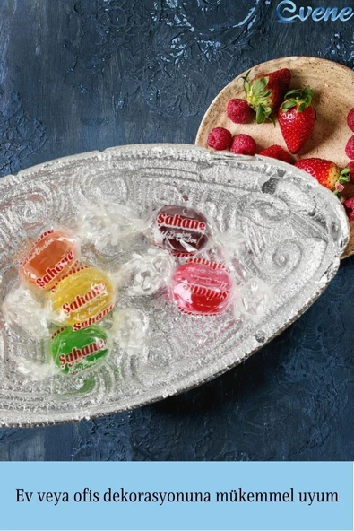 Evene Şekerlik Gümüş Renk Sunumluk Drajelik Dekoratif Tabak Model 7 - Resim 5