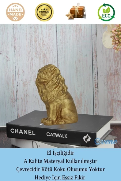Evene Biblo Dekoratif Obje Heykel Biblo Aslan Biblo Dekoratif Süs Eşyası Altın Renk Model 2 - Resim 4