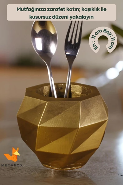 METAFOX Tezgah Kaşıklık Modern Tezgah Üstü Kaşıklık Dekoratif Dik Kaşıklık Altın Eskitme Renk Model 20 - Resim 2