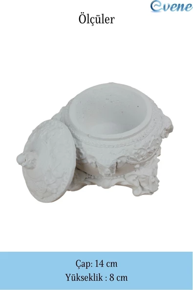 Evene Şekerlik Beyaz Renk Sunumluk Drajelik Dekoratif Tabak Kapaklı Model - Resim 3