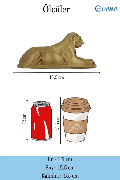 Evene Biblo Dekoratif Obje Heykel Biblo Aslan Biblo Dekoratif Süs Eşyası Altın Renk Model 1 - Resim 3