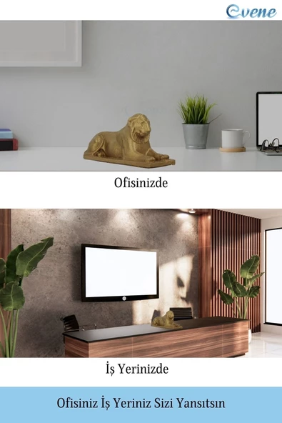 Evene Biblo Dekoratif Obje Heykel Biblo Aslan Biblo Dekoratif Süs Eşyası Altın Renk Model 1 - Resim 8