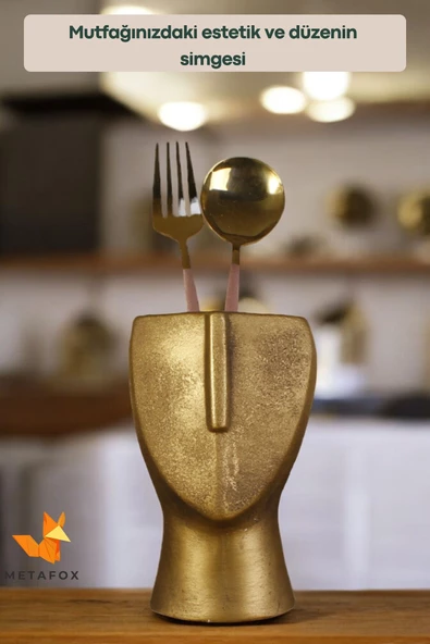 METAFOX Tezgah Kaşıklık Modern Tezgah Üstü Kaşıklık Dekoratif Dik Kaşıklık Altın Eskitme Renk Model 23 - Resim 3