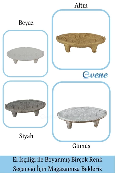 Evene Şekerlik Gümüş Eskitme Renk Sunumluk Drajelik Dekoratif Tabak Model 7 - Resim 6