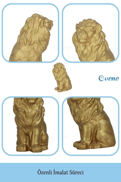 Evene Biblo Dekoratif Obje Heykel Biblo Aslan Biblo Dekoratif Süs Eşyası Altın Renk Model 2 - Resim 5