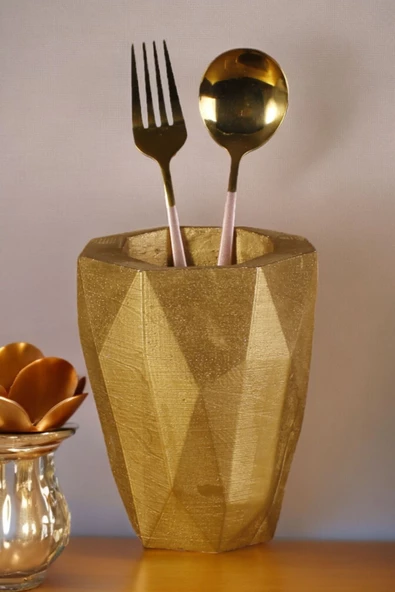 METAFOX Tezgah Kaşıklık Modern Tezgah Üstü Kaşıklık Dekoratif Dik Kaşıklık Altın Renk Model 19 ürün görseli 1