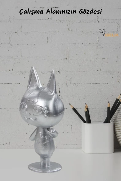 Viselia Dekoratif Küçük Kedi Biblo Heykel El Yapımı Hediyelik Süs Eşyası Sevimli Model Tasarım Ürünü - Resim 8