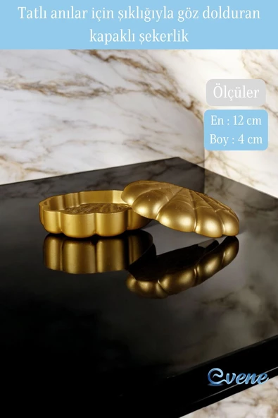 Evene Kapaklı Şekerlik Drajelik Şekerlik Altın Renk Model 16 - Resim 2