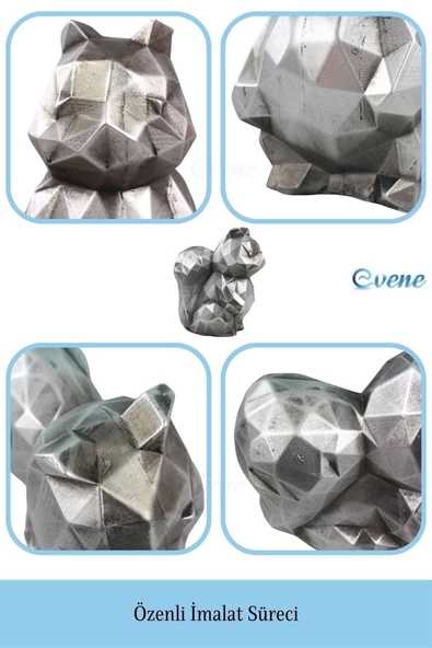 Evene Dekoratif Sincap Biblo Heykel El Yapımı Sevimli Hediyelik Süs Eşyası Poly Model Tasarım Ürünü - Resim 5