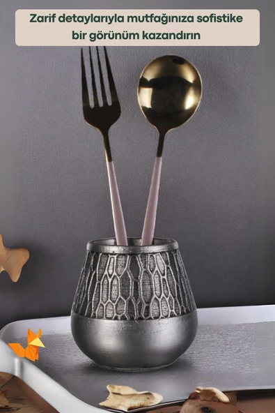 METAFOX Tezgah Kaşıklık Modern Tezgah Üstü Kaşıklık Dekoratif Dik Kaşıklık Gümüş Eskitme Renk Model 3 - Resim 4