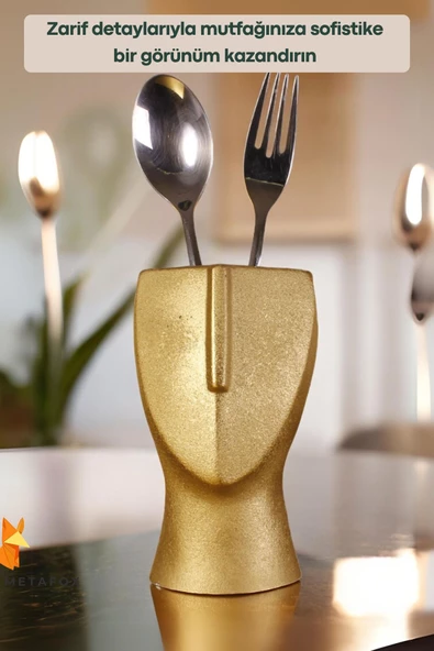 METAFOX Tezgah Kaşıklık Modern Tezgah Üstü Kaşıklık Dekoratif Dik Kaşıklık Altın Renk Model 23 - Resim 4