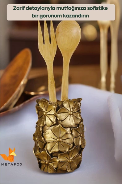 METAFOX Tezgah Kaşıklık Modern Tezgah Üstü Kaşıklık Dekoratif Dik Kaşıklık Altın Eskitme Renk Model 16 - Resim 4