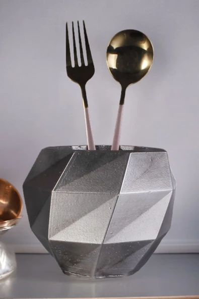 METAFOX Tezgah Kaşıklık Modern Tezgah Üstü Kaşıklık Dekoratif Dik Kaşıklık Gümüş Eskitme Renk Model 20 ürün görseli