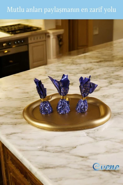 Evene Şekerlik Sunumluk Drajelik Dekoratif Tabak Altın Renk Model 18 - Resim 5