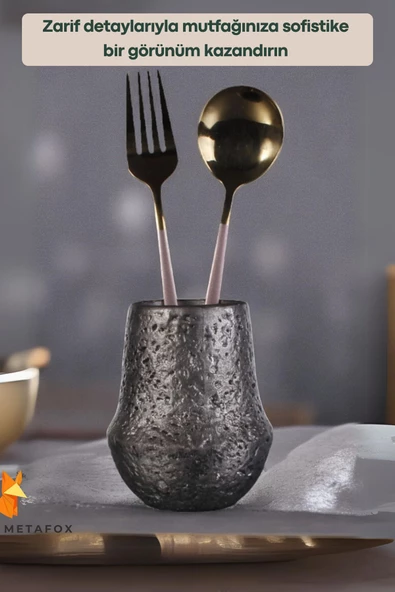 METAFOX Tezgah Kaşıklık Modern Tezgah Üstü Kaşıklık Dekoratif Dik Kaşıklık Gümüş Eskitme Renk Model 15 - Resim 4