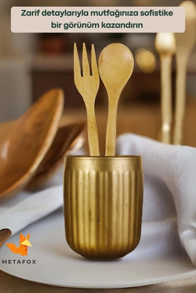 METAFOX Tezgah Kaşıklık Modern Tezgah Üstü Kaşıklık Dekoratif Dik Kaşıklık Altın Eskitme Renk Model 11 - Resim 4
