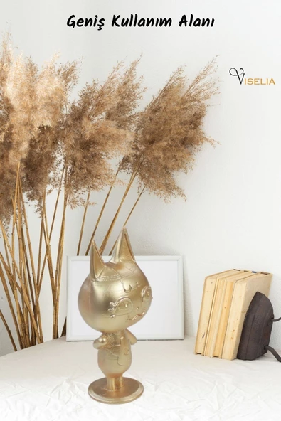 Viselia Dekoratif Küçük Kedi Biblo Heykel El Yapımı Hediyelik Süs Eşyası Sevimli Model Tasarım Ürünü - Resim 6