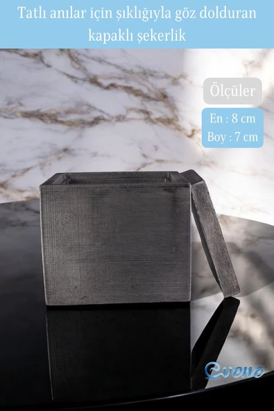 Evene Kapaklı Şekerlik Drajelik Şekerlik Gümüş Eskitme Renk Model 18 - Resim 2