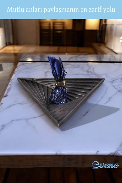 Evene Şekerlik Gümüş Eskitme Renk Sunumluk Drajelik Dekoratif Tabak Model 14 - Resim 4