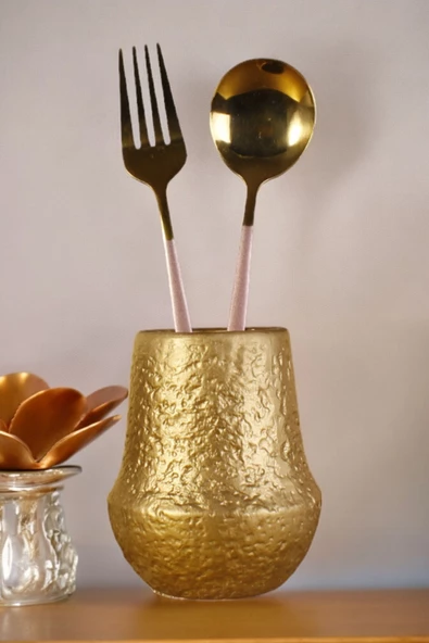 METAFOX Tezgah Kaşıklık Modern Tezgah Üstü Kaşıklık Dekoratif Dik Kaşıklık Altın Renk Model 15 ürün görseli 1