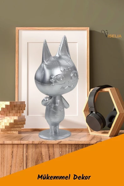 Viselia Dekoratif Küçük Kedi Biblo Heykel El Yapımı Hediyelik Süs Eşyası Sevimli Model Tasarım Ürünü - Resim 2