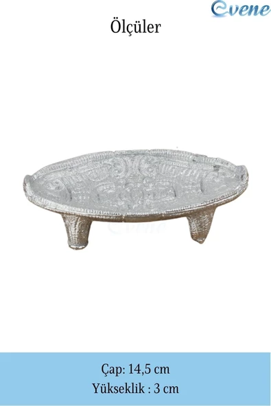 Evene Şekerlik Gümüş Renk Sunumluk Drajelik Dekoratif Tabak Model 7 - Resim 2