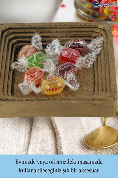 Evene Şekerlik Altın Eskitme Renk Sunumluk Drajelik Dekoratif Tabak Model 3 - Resim 3