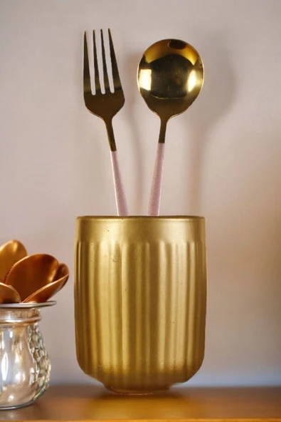 METAFOX Tezgah Kaşıklık Modern Tezgah Üstü Kaşıklık Dekoratif Dik Kaşıklık Altın Renk Model 11 ürün görseli 1