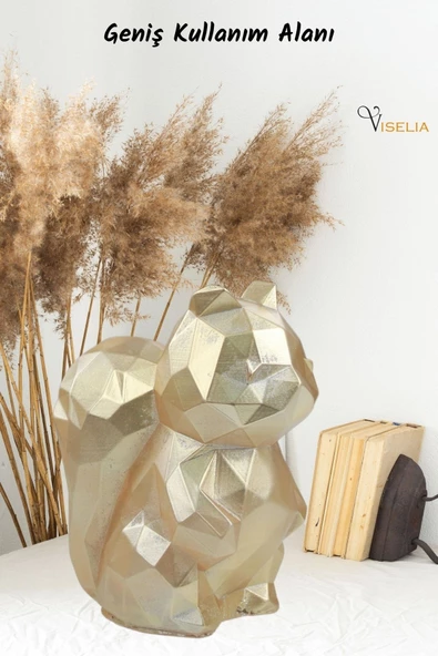 Viselia Dekoratif Sincap Biblo Heykel El Yapımı Sevimli Hediyelik Süs Eşyası Poly Model Tasarım Ürünü - Resim 6
