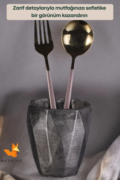 METAFOX Tezgah Kaşıklık Modern Tezgah Üstü Kaşıklık Dekoratif Dik Kaşıklık Gümüş Eskitme Renk Model 2 - Resim 4
