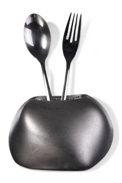 Evene Tezgah Üstü Kaşıklık Dekoratif Dik Kaşıklık Silindir Kaşıklık Gümüş Eskitme Renk Model 22 ürün görseli 1