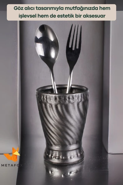 METAFOX Tezgah Kaşıklık Modern Tezgah Üstü Kaşıklık Dekoratif Dik Kaşıklık Gümüş Eskitme Renk Model 14 - Resim 5