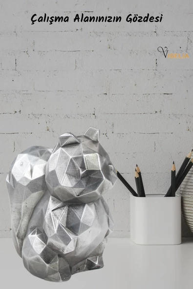 Viselia Dekoratif Sincap Biblo Heykel El Yapımı Sevimli Hediyelik Süs Eşyası Poly Model Tasarım Ürünü - Resim 8