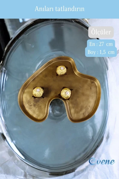 Evene Şekerlik Sunumluk Drajelik Dekoratif Tabak Altın Eskitme Renk Model 16 - Resim 2