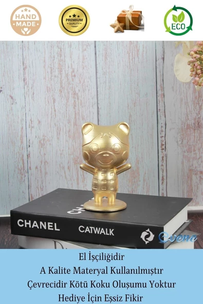 Evene Dekoratif Küçük Ayı Biblo Heykel El Yapımı Hediyelik Süs Eşyası Sevimli Model Tasarım Ürünü - Resim 4