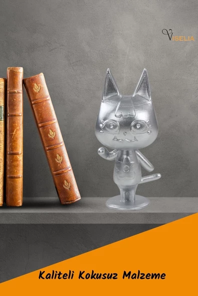 Viselia Dekoratif Küçük Kedi Biblo Heykel El Yapımı Hediyelik Süs Eşyası Sevimli Model Tasarım Ürünü - Resim 5