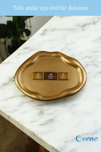 Evene Şekerlik Sunumluk Drajelik Dekoratif Tabak Altın Renk Model 18 - Resim 4