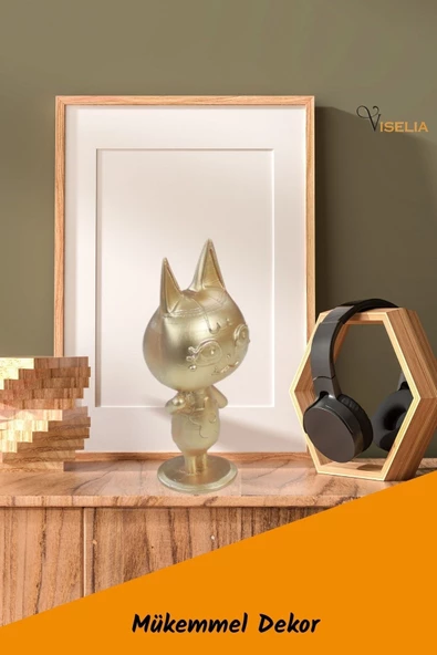 Viselia Dekoratif Küçük Kedi Biblo Heykel El Yapımı Hediyelik Süs Eşyası Sevimli Model Tasarım Ürünü - Resim 2