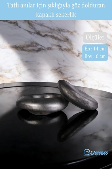 Evene Kapaklı Şekerlik Drajelik Şekerlik Gümüş Eskitme Renk Model 8 - 2