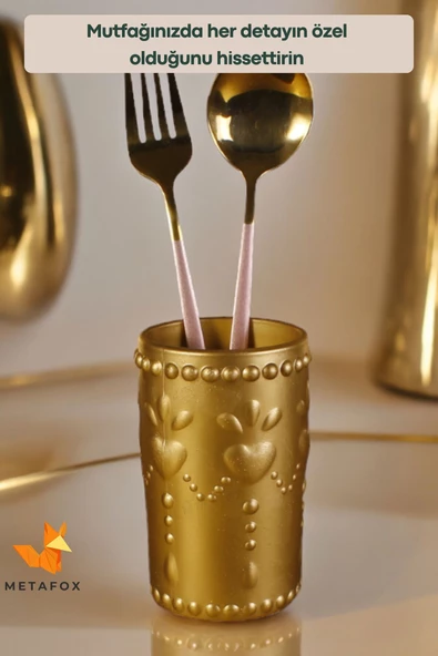 METAFOX Tezgah Kaşıklık Modern Tezgah Üstü Kaşıklık Dekoratif Dik Kaşıklık Altın Renk Model 10 - Resim 6