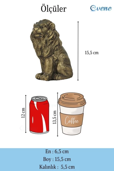 Evene Biblo Dekoratif Obje Heykel Biblo Aslan Biblo Dekoratif Süs Eşyası Altın Eskitme Renk Model 2 - 3