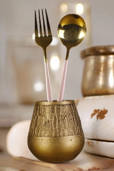 METAFOX Tezgah Kaşıklık Modern Tezgah Üstü Kaşıklık Dekoratif Dik Kaşıklık Altın Eskitme  Renk Model 3 ürün görseli 1