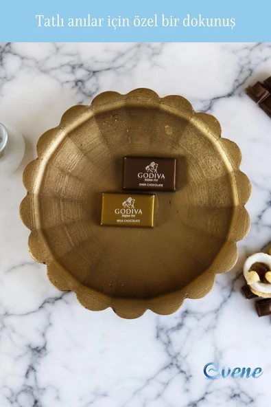 Evene Şekerlik Altın Eskitme Renk Sunumluk Drajelik Dekoratif Tabak Model 8 - Resim 5