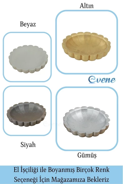 Evene Şekerlik Beyaz Renk Sunumluk Drajelik Dekoratif Tabak Çiçek Model - 4
